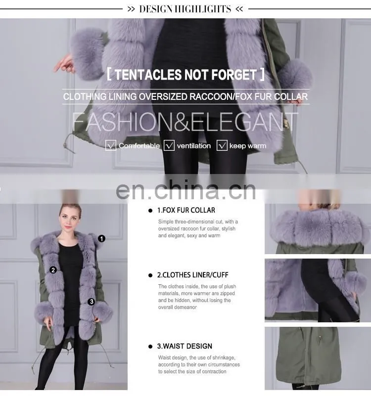 Couple style fashion long natural fur coat fur trim