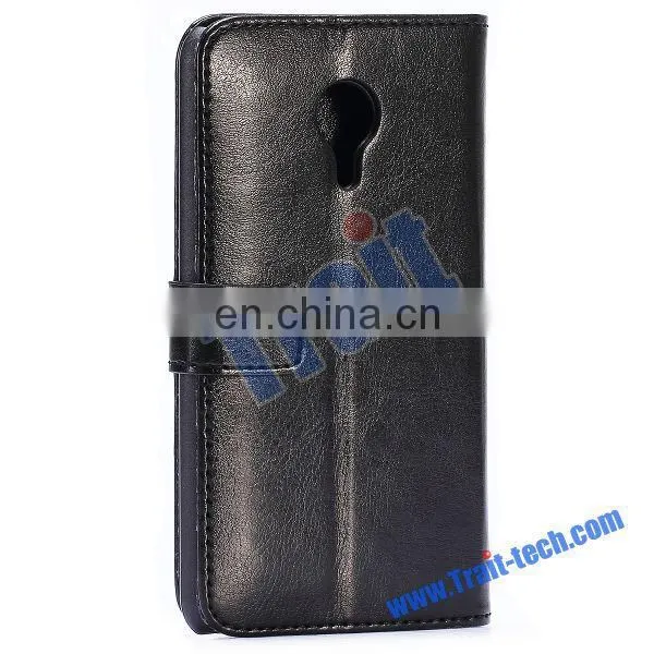 Crystal Grain Pattern Wallet Style Magnetic Flip Stand PC+PU Leather Case for Meizu MX4