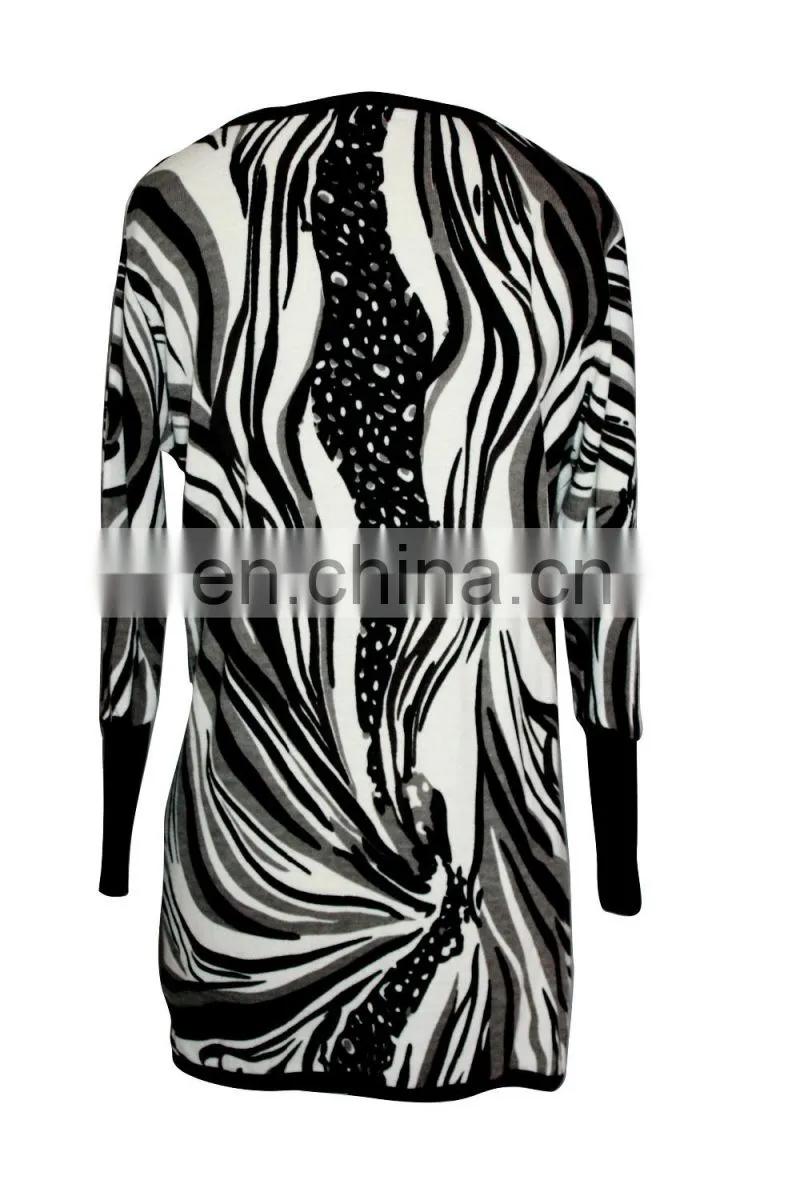 Abstract Paisley Worsted Round Neckine Tunic For Old Women