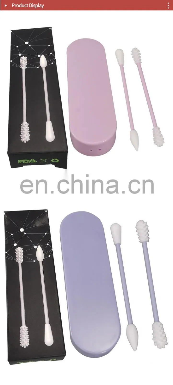 Reusable Cotton Swab Ear Cleaning Silicone Washable Makeup Swabs Sticks Soft Flexible Make Up Tools Kit