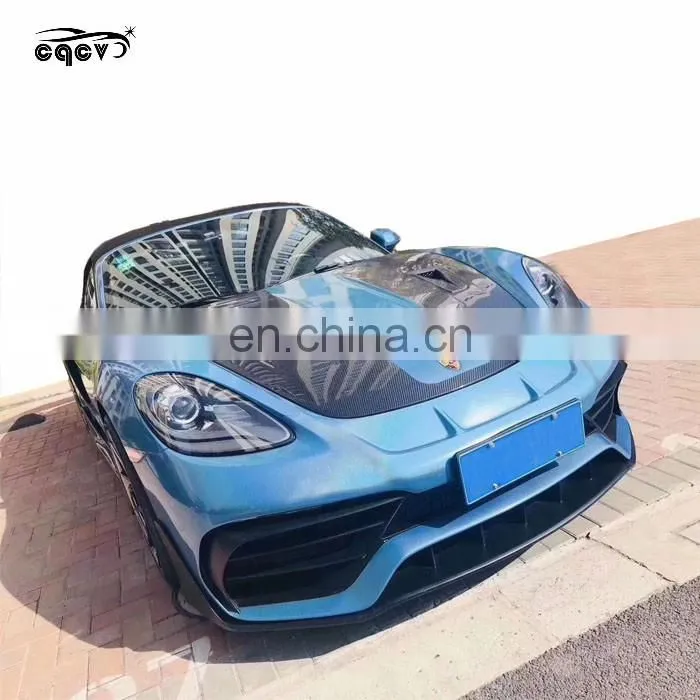 CQCV style carbon fiber body kit for Porsche cayman 981 front lip spoiler rear lip side skirts Light eyebrow and wing spoiler