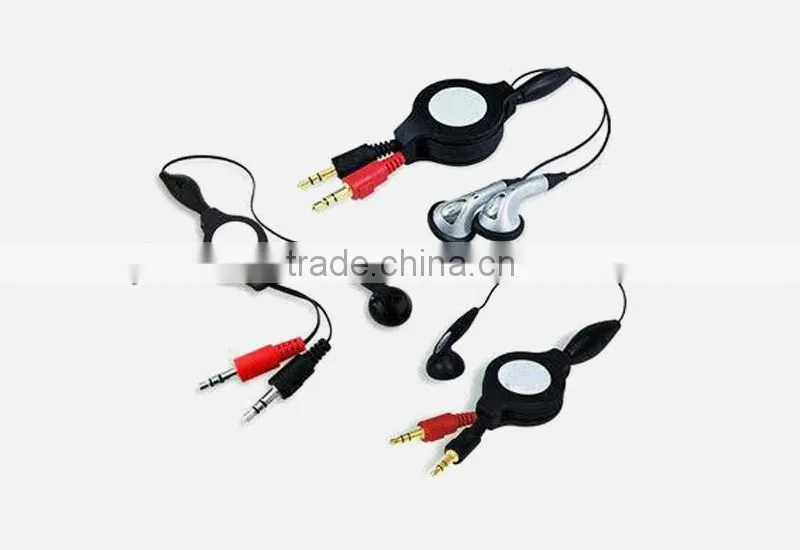 retractable earphones and headphone for mp3, radio, multimedia players