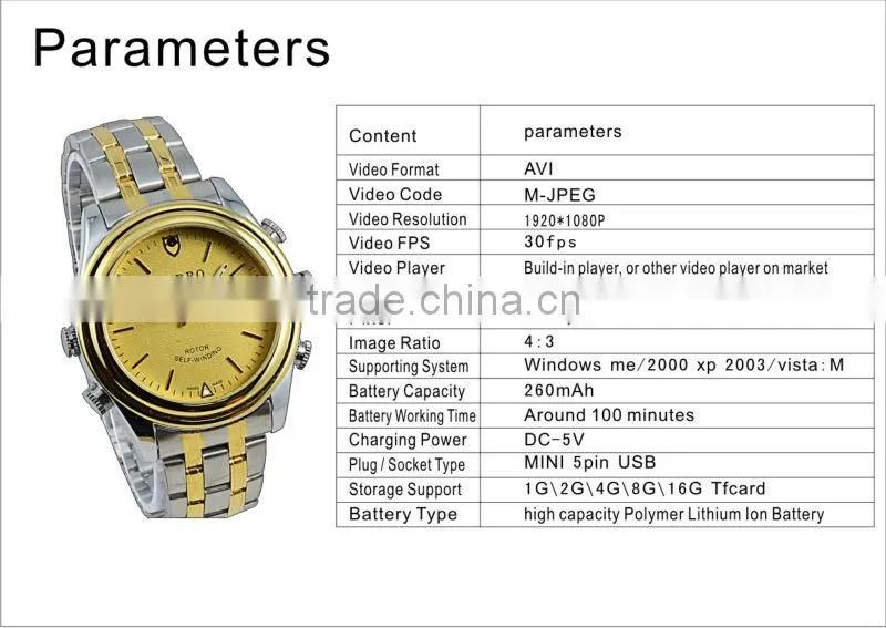 New infrared 4GB 1080p Full hd watch mini camera dvr Waterproof 1920*1080P 908-K
