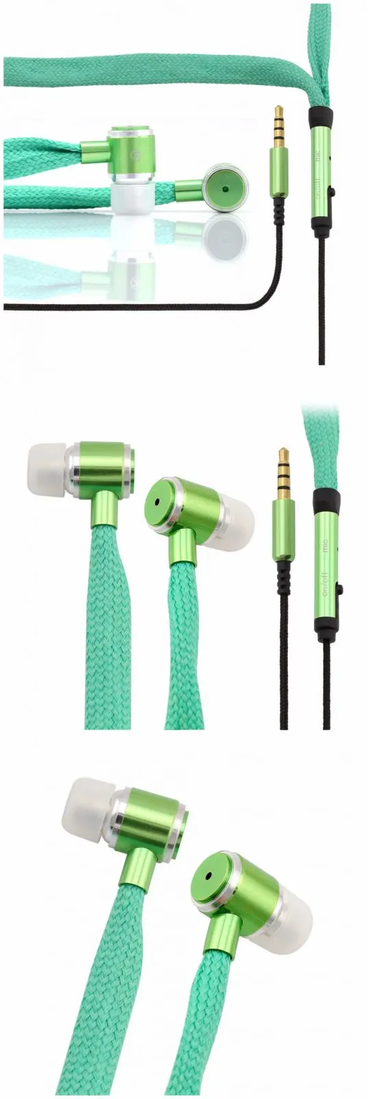 Fashionable Shoelace Stereo Handfree Headphone with metal shell