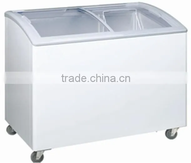 supermarket 600L glass door chest freezer with lock