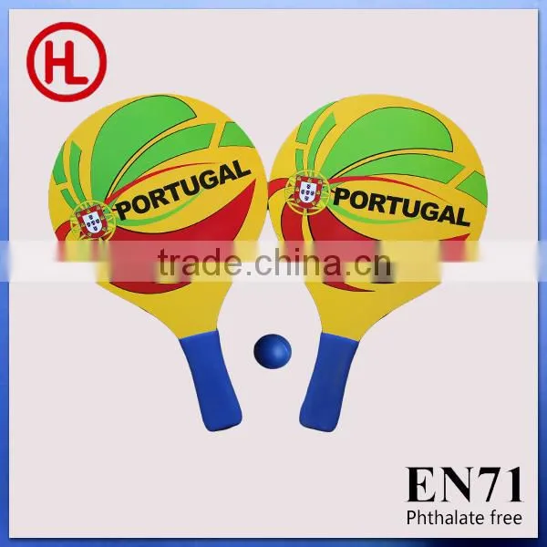 Portugal Hot sale Custom sticker printing Wooden Beach Tennis Racket /beach bat /beach paddle set with beach ball wholesale