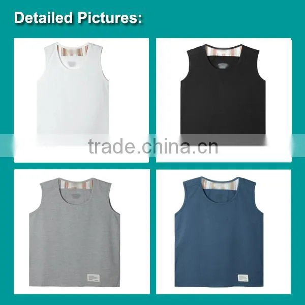 2014 wholesale easy style clothes /custom stringer tank top for men clothes from garment factory