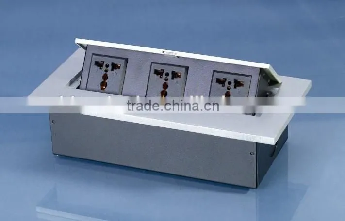 Aluminiuim office desk mounted power pop up socket