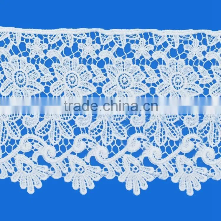 New design custom floral crochet lace collar neck applique sewing trim white cotton dyeable neckline