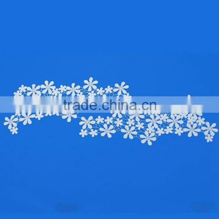 Natural color embroidered crochet neckline flower neck lace patch for lady dress decoration china supplier