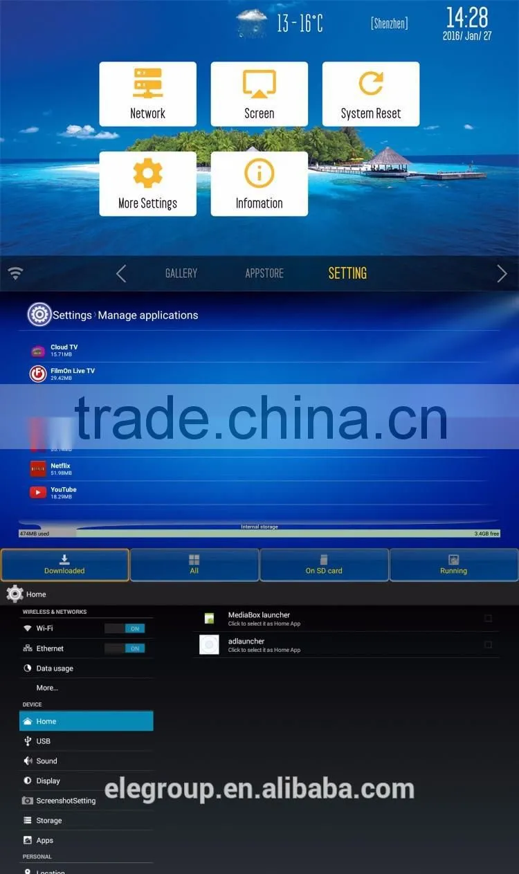 2016 New version G9 tv box, rk3329 tv box Quad core, Android 4.4, 1G+8G, KODI, 4K