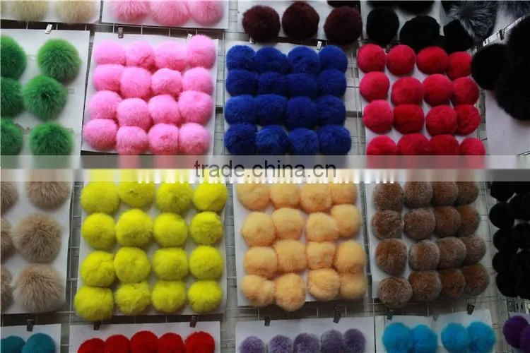 Hot Sale Raw Material Fur Ball Real Rabbit Fur Pom Pom Keychain