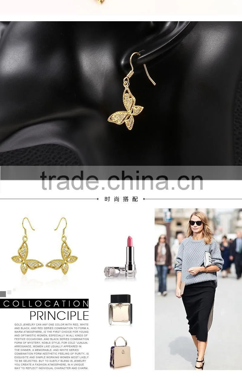 2015 LEKANI big butterfly golden earring designs for women