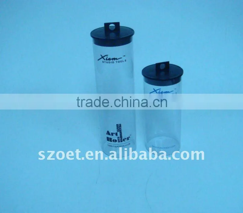 Clear plastic cylinder tube with sealed bottom and hanger caps