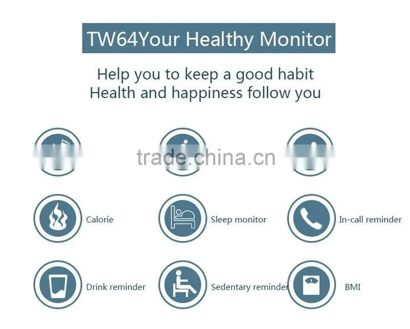 TW64 Bluethooth Fitness Tracker Activity Tracker Bracelet