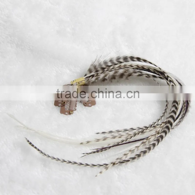 2016 Hot Sale Cheap Grizzly Natural Real Rooster Clip In Feather Hair Extensions