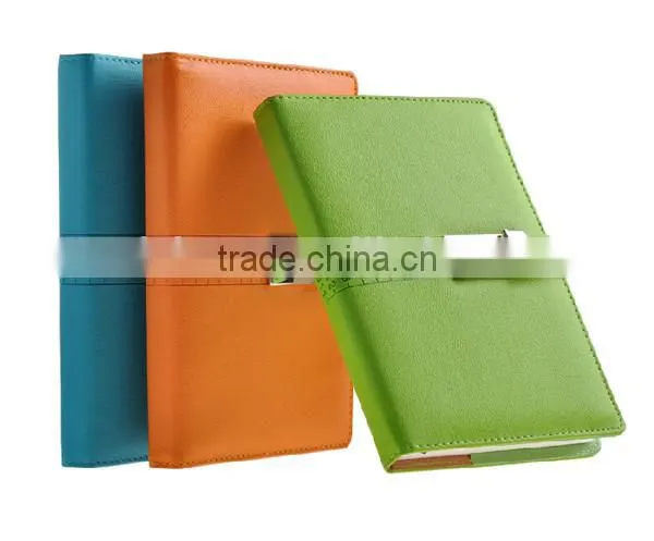 2016 new design promotion pretty leather notebook with lock & pen