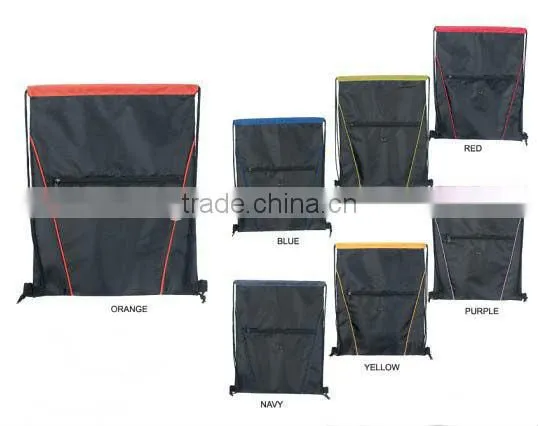 ear hole drastring pouch with front zipper pocket