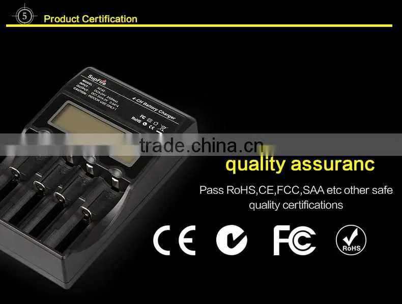 SupFire all kinds of 4*Li-ion battery charger with HD LCD display