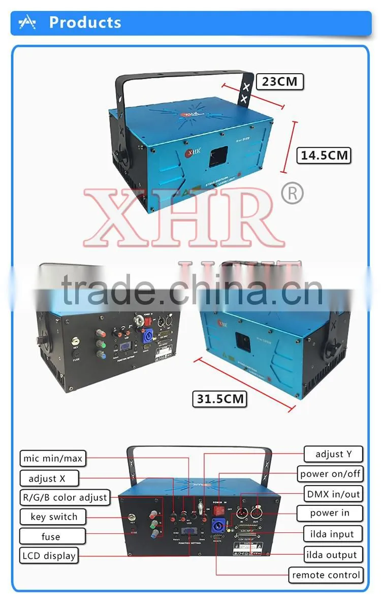 XHR new mini model programmable laser light show,4000mw ilda stage rgb laser lights