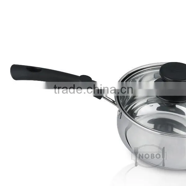 Wholesale stainless steel milk pot with glass lid
