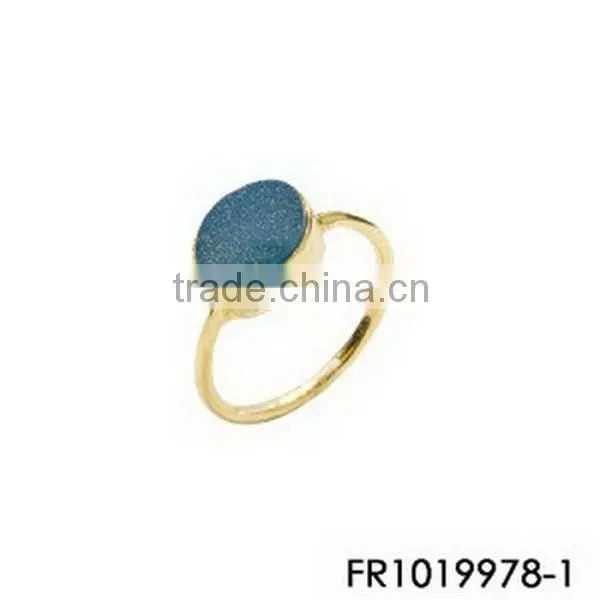 14K Gold Wholesale Emerald Druzy Stone Ring