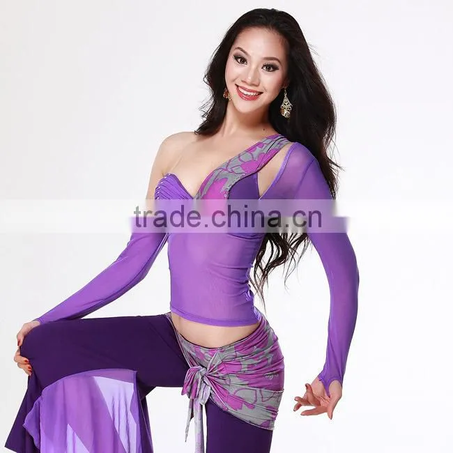 Breathable Mesh Fabric Long Sleeve hot sexy belly dance tops