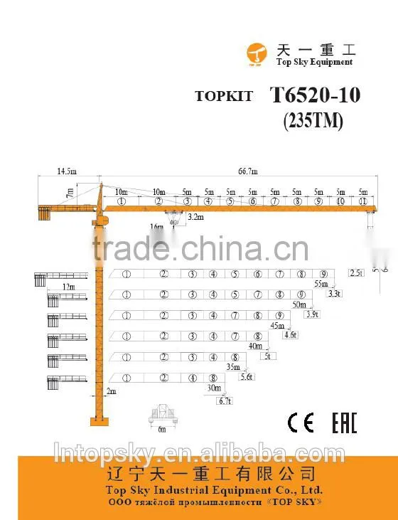 T6520-10t P0TAIN topkit tower crane
