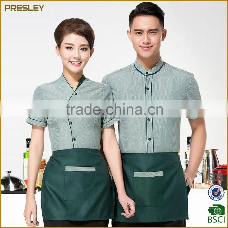 Fashion restaurant hotel customized waitress and waiter uniform design