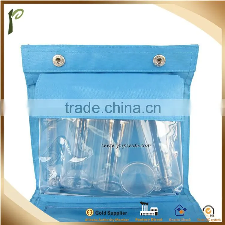 Popwide 2015 Worldwide Sales High Quality Foldable Travel Bottle Set with PVC Window