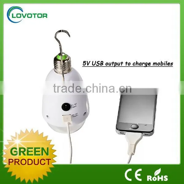 Energy saving lamp rechargeable light bulb with 2w solar panel
