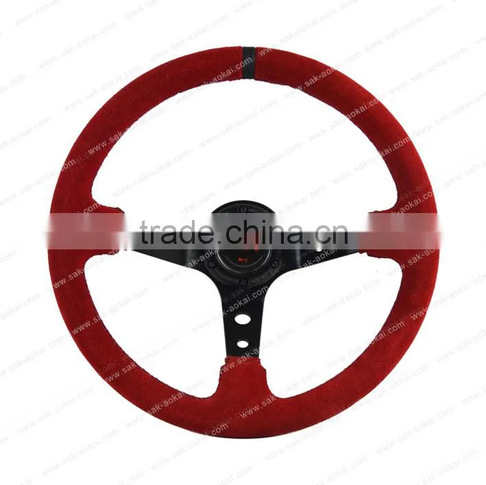 Racing Car Steering Wheel 13inch 14inch, PU Steering Wheel Flat Style