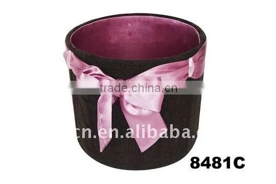 Knit Storage Basket with Satin Bow Decoration