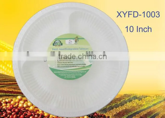 disposable 10 inch 3 compartments plate