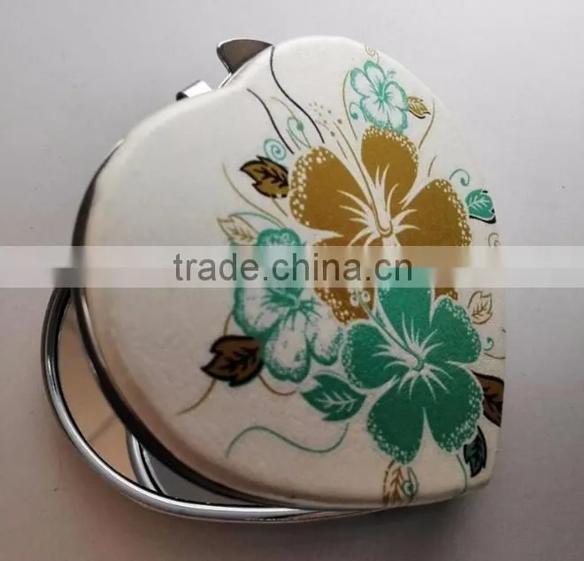 New style your logo pu leather folding make up mirror