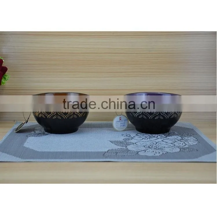 wholsale silkscreen printed bowl color glazed two handle cereal soup bowl ceramic