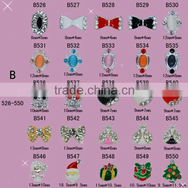 2016 fashion 3D nail art Tips decoration Alloy nail jewelry Glitter Rhinestone