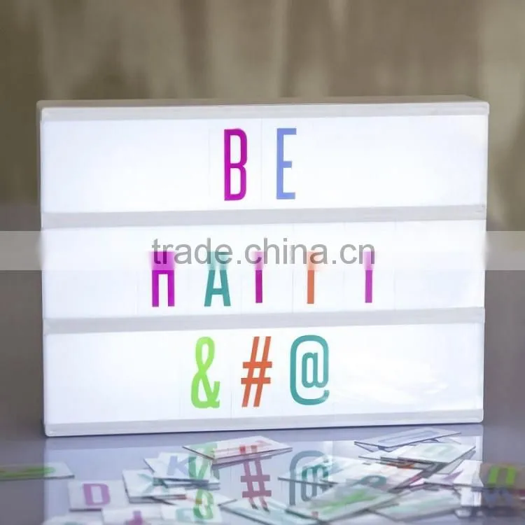 LED white shell cinematic light box with letters