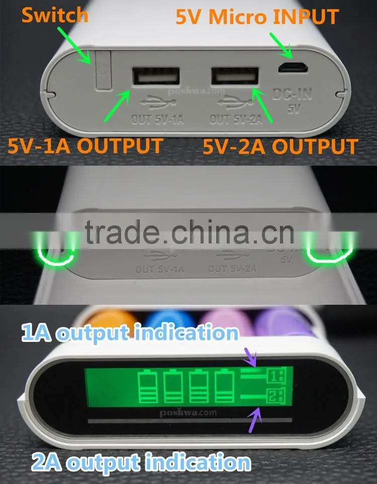 10400mah battery removable power bank and replaceable-battery power charger for moible and tablet 3.1A 2.1A 1A