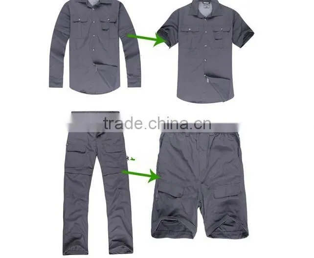 Mens Quick Dry Camping Hiking Fishing Shirt Anti Sun UV Detachable Sleeve Shirt