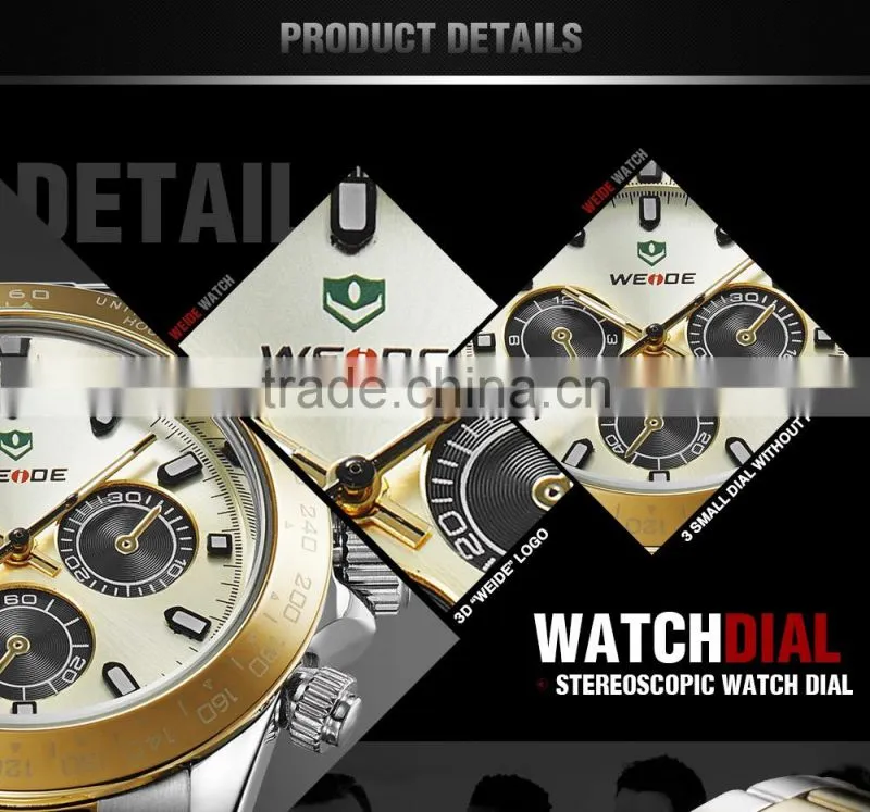 WEIDE Watch stainless steel Alarm Luxury quartz image watch price WH3309 gold watch