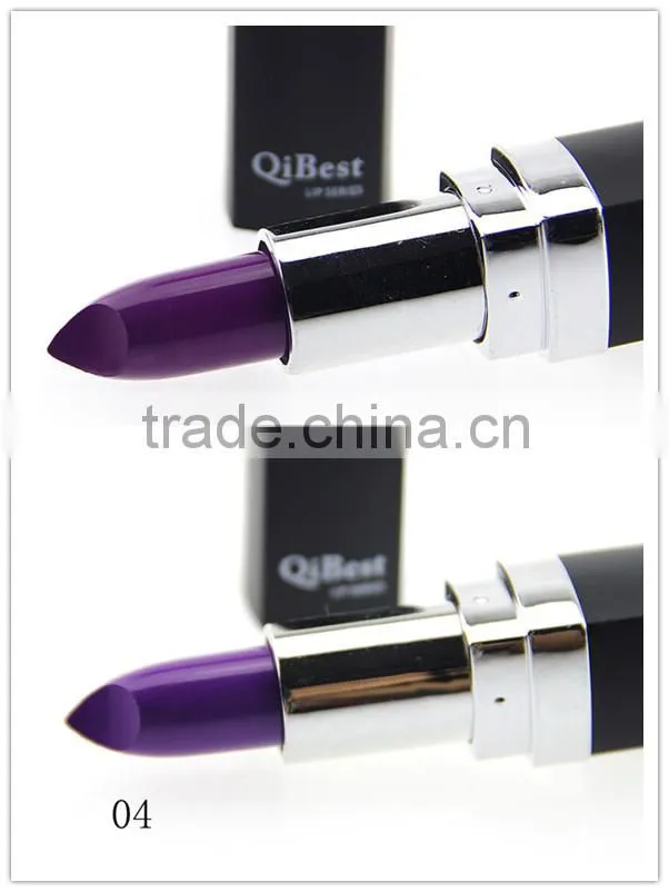 Fashion 12 color matte lipstick black tube purle red pink color longlasting waterproof lipstick