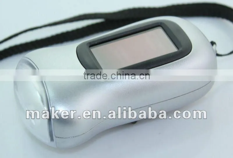3 LED Cranking Dynamo, solar powered Plastic Flashlight