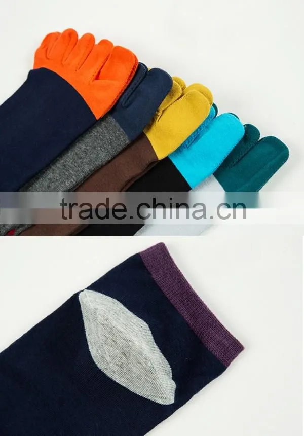 Wholesale full cotton colorful 5 toe socks fashion design socks