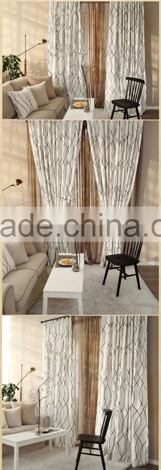 New modern geometry design curtain fabric- jacquard with printing- south america style