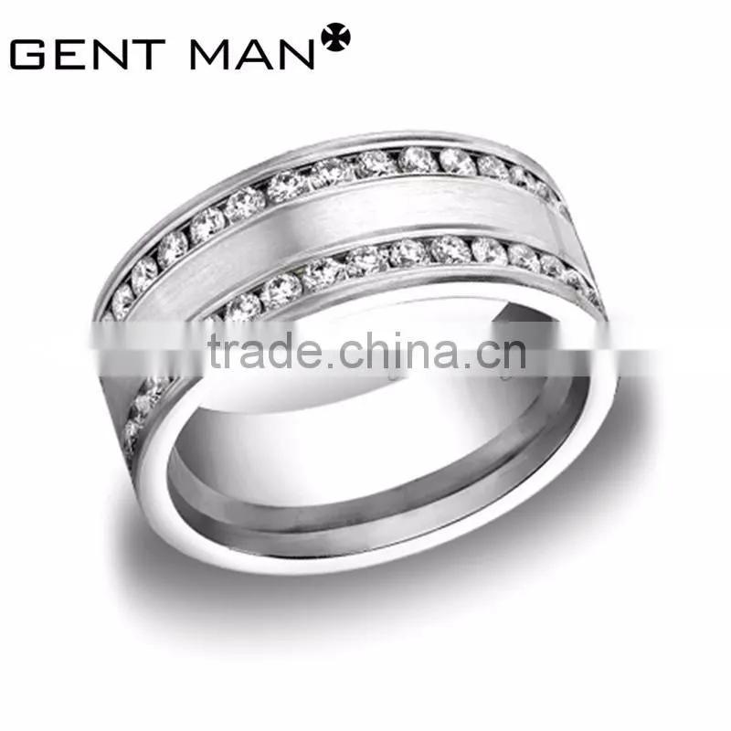 Popular CZ rings 316L Stainless steel Engagement Ring titanium Trendy ring