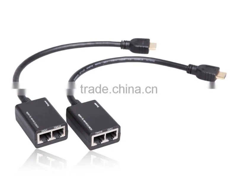 HDMI extender by Cat5e/6 cable 30m 1080p without power needed support 3D convenient for home theater