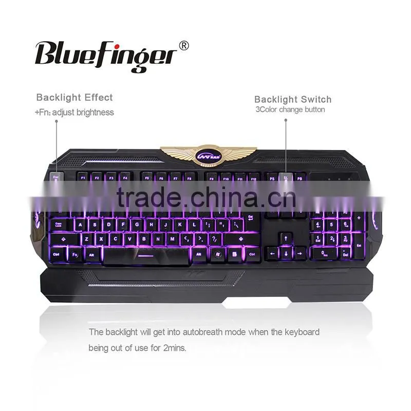 Custom cheaper USB wired three color backlit gaming keyboard