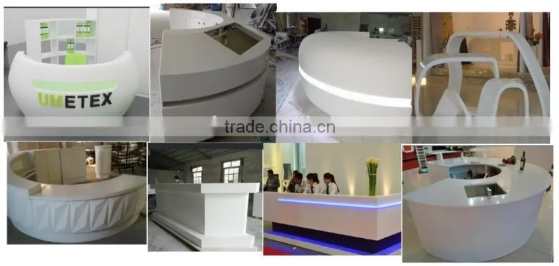 Good quality solid surface reception desk,L shape reception desk,white reception desk,solid surface countertop
