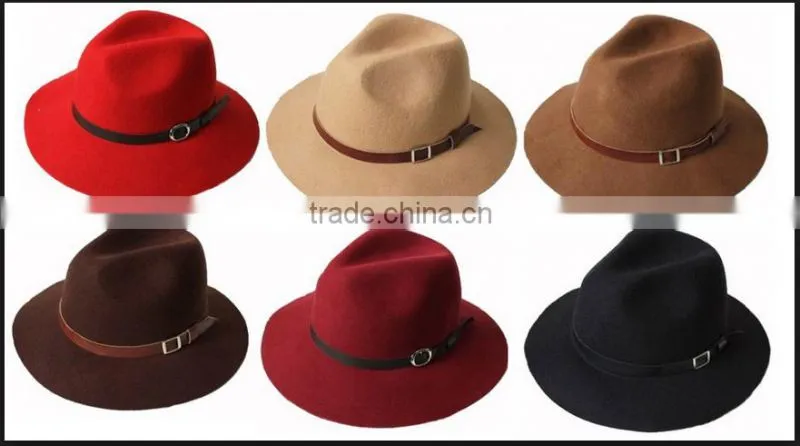 Wholesale Fashionable Wool Felt Hat Fedora Hat Custom Logo Band